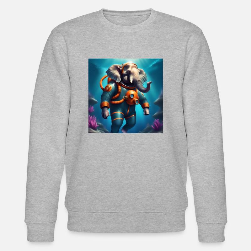 Éléphant en combinaison de plongée - Sweat bio CHANGER Stanley/Stella Unisexe - gris chiné