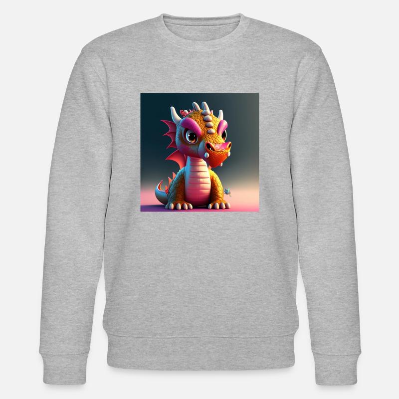 mignon petit bébé dragon drôle - Sweat bio CHANGER Stanley/Stella Unisexe - gris chiné