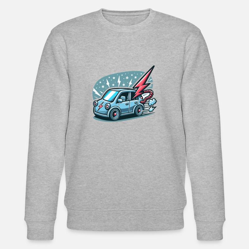 Blitzsauberer Fahrtwind im E-Auto 🚙⚡️ - Stanley/Stella Unisex Bio-Sweatshirt CHANGER  - Grau meliert