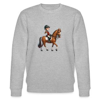 Reiterin Pferd, Pferdesport - Stanley/Stella Unisex Bio-Sweatshirt CHANGER  - Grau meliert - Vorne - Nik (191cm) & Marisol (170cm)