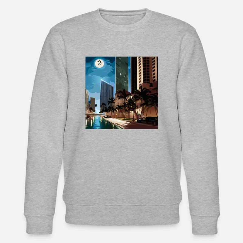 Palm trees in moonlight - Stanley/Stella Unisex Bio-Sweatshirt CHANGER  - Grau meliert