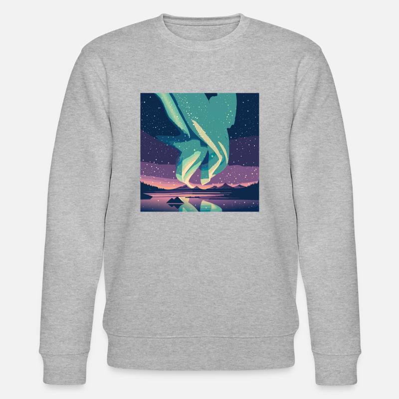 Polarlichter am Sternenhimmel - Stanley/Stella Unisex Bio-Sweatshirt CHANGER  - Grau meliert