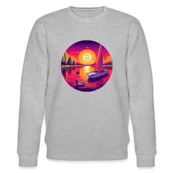 Bitcoin Sunset : un art numérique unique et coloré - Sweat bio CHANGER Stanley/Stella Unisexe - gris chiné - Devant - Nik (191cm) & Marisol (170cm)