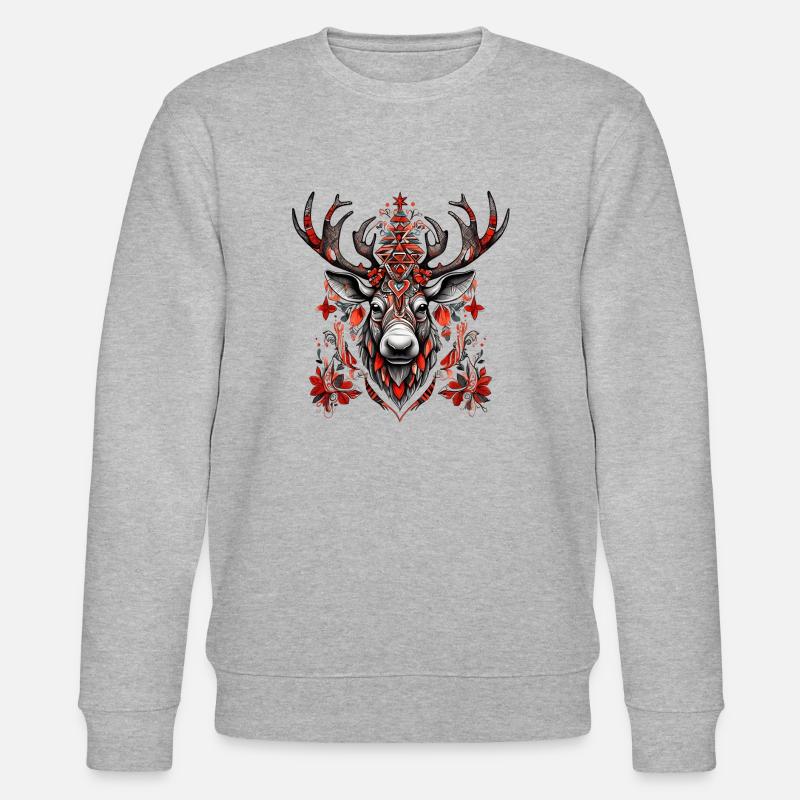 Weihnachts Rentier - Stanley/Stella Unisex Bio-Sweatshirt CHANGER  - Grau meliert