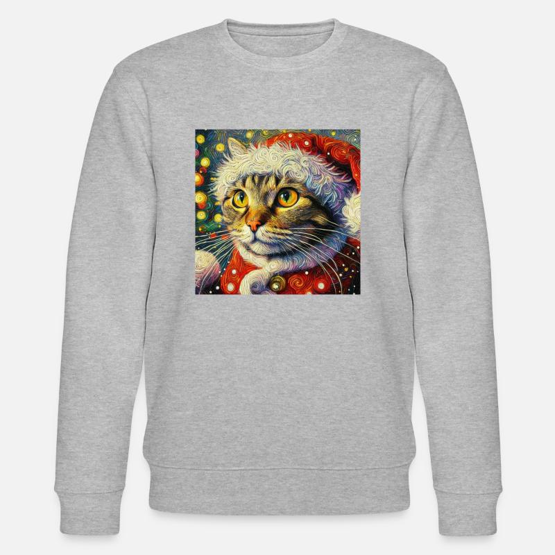Getigerter Weihnachtsmann im Van-Gogh-Stil - Stanley/Stella Unisex Bio-Sweatshirt CHANGER - Grau meliert