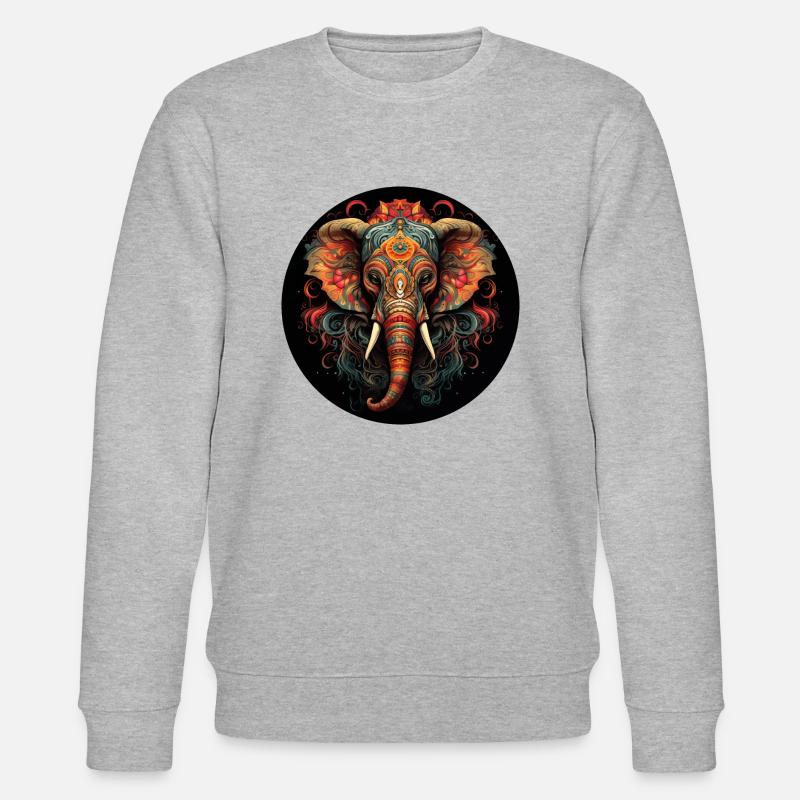 Mandala weiblicher Elefant - Stanley/Stella Unisex Bio-Sweatshirt CHANGER  - Grau meliert