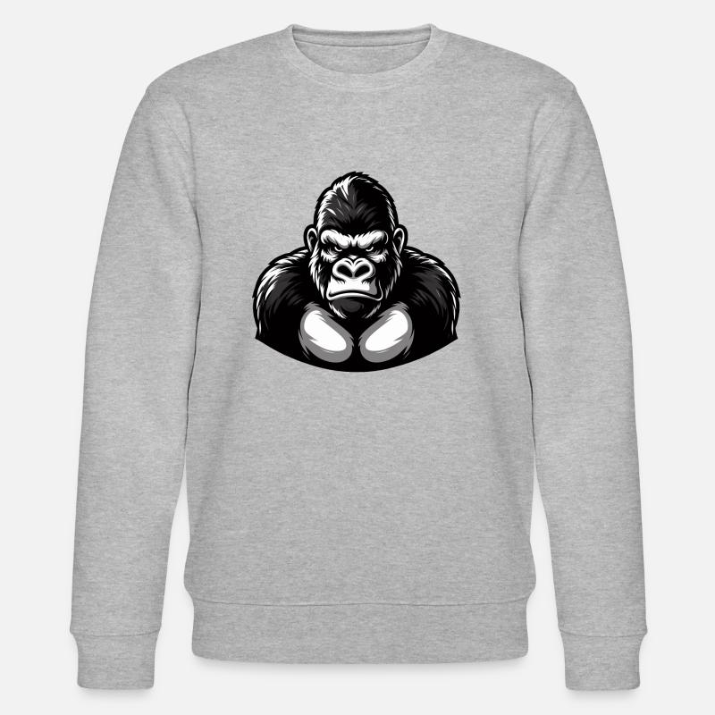 Kraftvoller Schwarz-Weiß-Gorilla - Stanley/Stella Unisex Bio-Sweatshirt CHANGER  - Grau meliert
