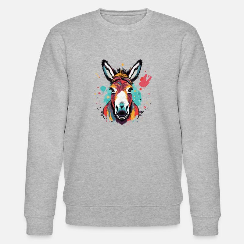 Bunter Esel Graffiti - Stanley/Stella Unisex Bio-Sweatshirt CHANGER  - Grau meliert