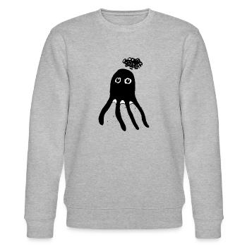 Pensive Octopus - Cute Black - Stanley/Stella CHANGER Unisex Organic Sweatshirt - heather grey - Front - Nik (191cm) & Marisol (170cm)