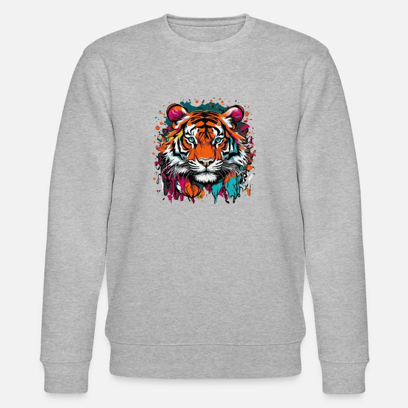 Farbenfroher Tiger - Stanley/Stella Unisex Bio-Sweatshirt CHANGER  - Grau meliert
