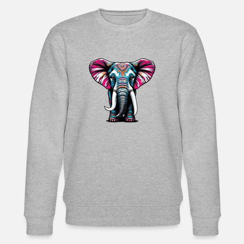 Farbenfroher Elefant - Stanley/Stella Unisex Bio-Sweatshirt CHANGER  - Grau meliert