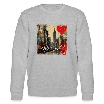 New York, retro, vintage - Valentine's Day - Stanley/Stella CHANGER Unisex Organic Sweatshirt - heather grey - Front - Nik (191cm) & Marisol (170cm)