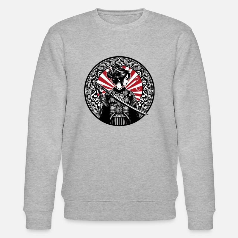 Japanisches Samurai-Mädchen - Stanley/Stella Unisex Bio-Sweatshirt CHANGER  - Grau meliert