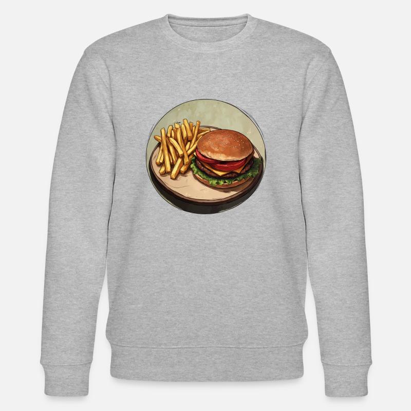 Klassischer Burger mit knusprigen Pommes - Stanley/Stella Unisex Bio-Sweatshirt CHANGER - Grau meliert