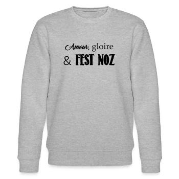 Bretagne - Amour, gloire et fest noz - Sweat bio CHANGER Stanley/Stella Unisexe - gris chiné - Devant - Nik (191cm) & Marisol (170cm)