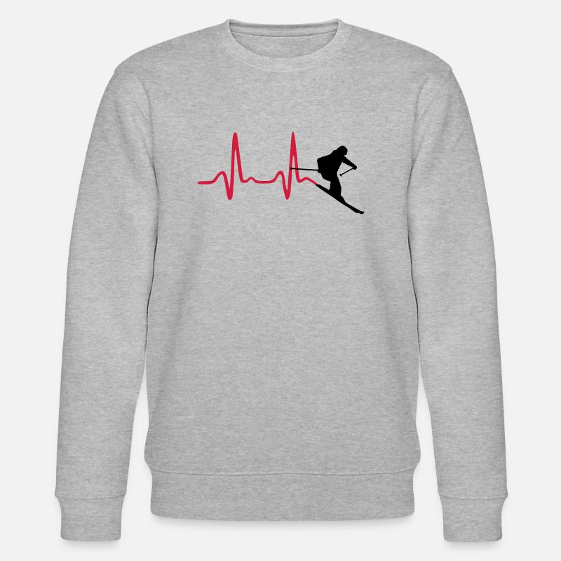 Skifahrer und Herzschlag - Stanley/Stella Unisex Bio-Sweatshirt CHANGER  - Grau meliert