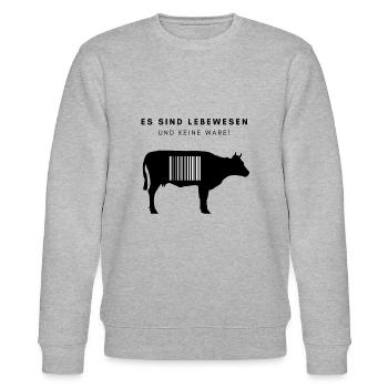 Es sind Lebewesen und keine Ware EDITION: Kuh - Stanley/Stella Unisex Bio-Sweatshirt CHANGER  - Grau meliert - Vorne - Nik (191cm) & Marisol (170cm)