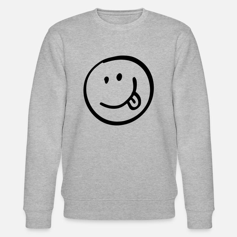 Smile mit Zunge Geschenk Geschenkidee - Stanley/Stella Unisex Bio-Sweatshirt CHANGER  - Grau meliert