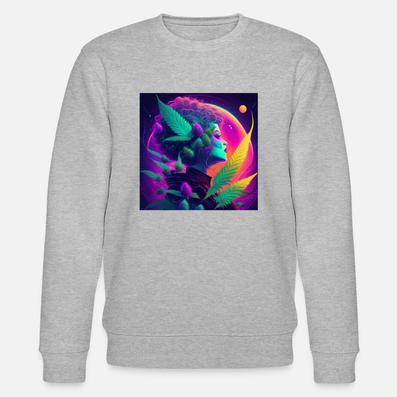 Cannabis mit junge Frau - Stanley/Stella Unisex Bio-Sweatshirt CHANGER  - Grau meliert