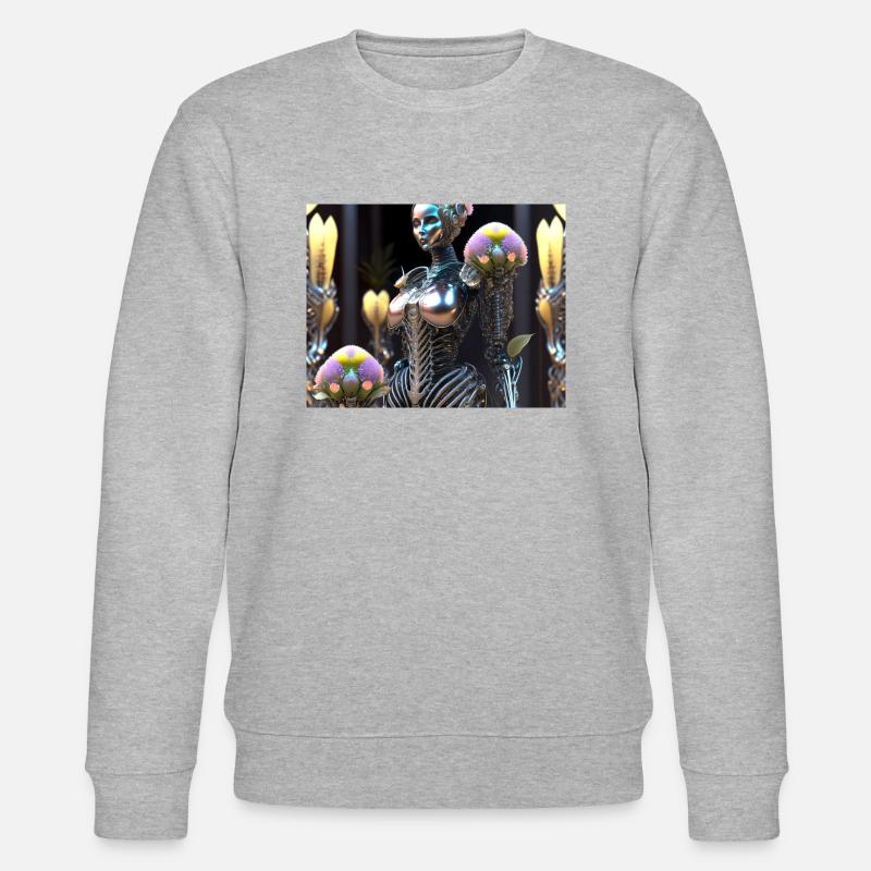 Blumen Mädchen - Stanley/Stella Unisex Bio-Sweatshirt CHANGER  - Grau meliert