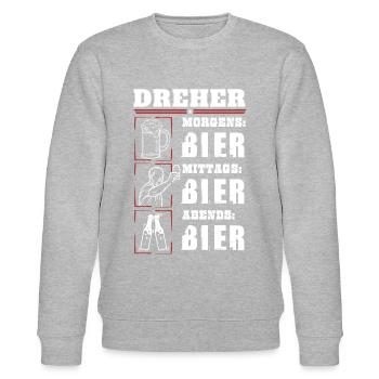 Mein Tagesablauf als Dreher - Stanley/Stella Unisex Bio-Sweatshirt CHANGER  - Grau meliert - Vorne - Nik (191cm) & Marisol (170cm)