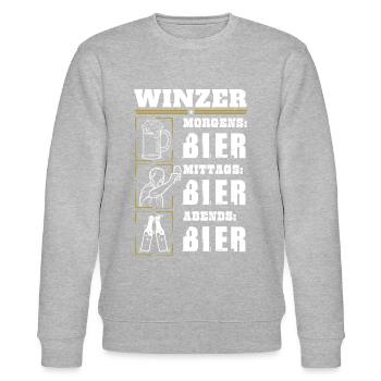 Mein Tagesablauf als Winzer - Stanley/Stella Unisex Bio-Sweatshirt CHANGER  - Grau meliert - Vorne - Nik (191cm) & Marisol (170cm)