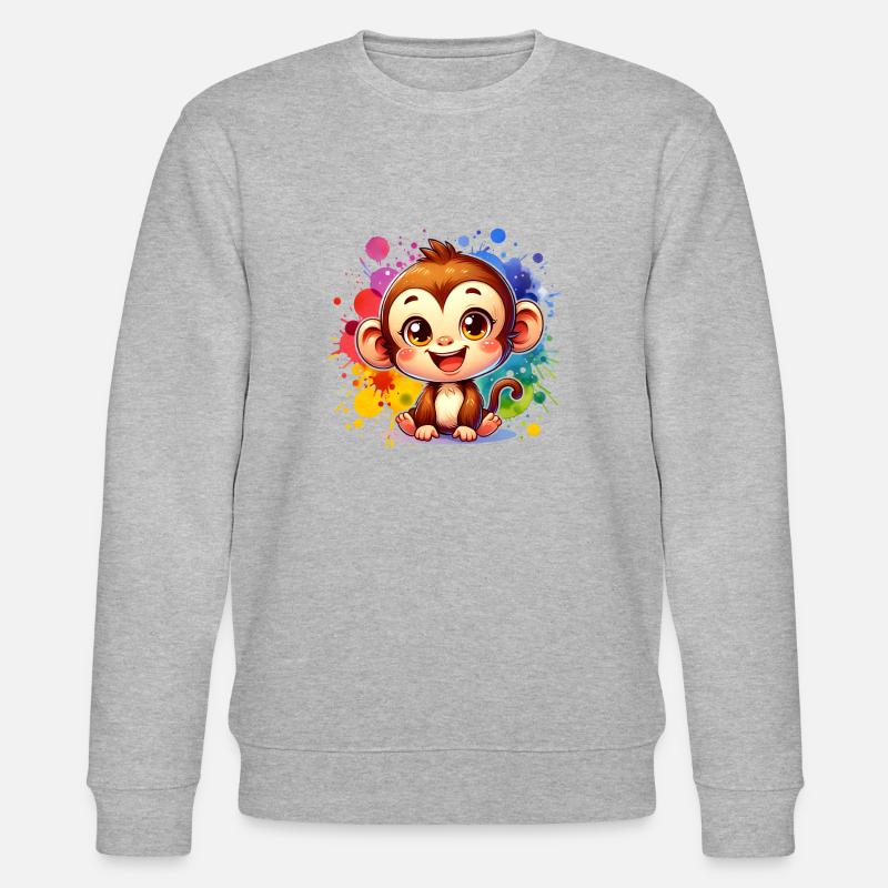 Süßer Affe bunt - Stanley/Stella Unisex Bio-Sweatshirt CHANGER  - Grau meliert