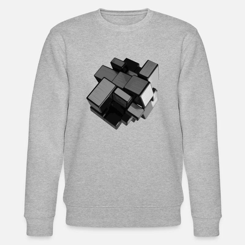 Silver-grey unstructured cube in perspective - Stanley/Stella CHANGER Unisex Organic Sweatshirt - heather grey