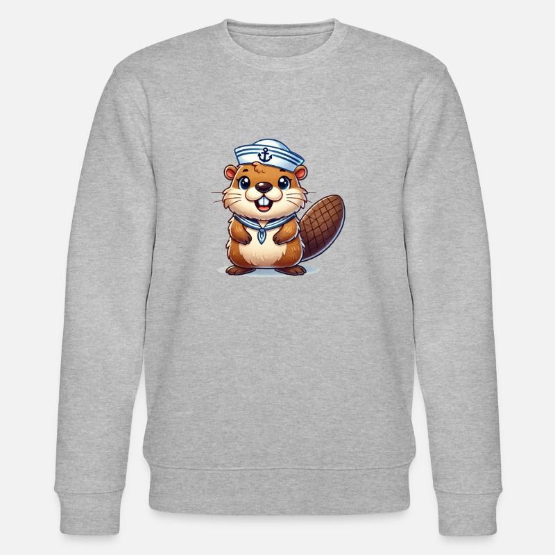 Beaver Sailor Captain - Stanley/Stella CHANGER Unisex Organic Sweatshirt - heather grey