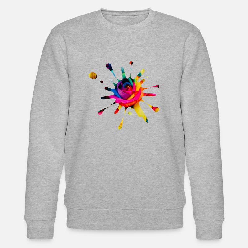Splash Rose - Farbklecks - Stanley/Stella Unisex Bio-Sweatshirt CHANGER  - Grau meliert