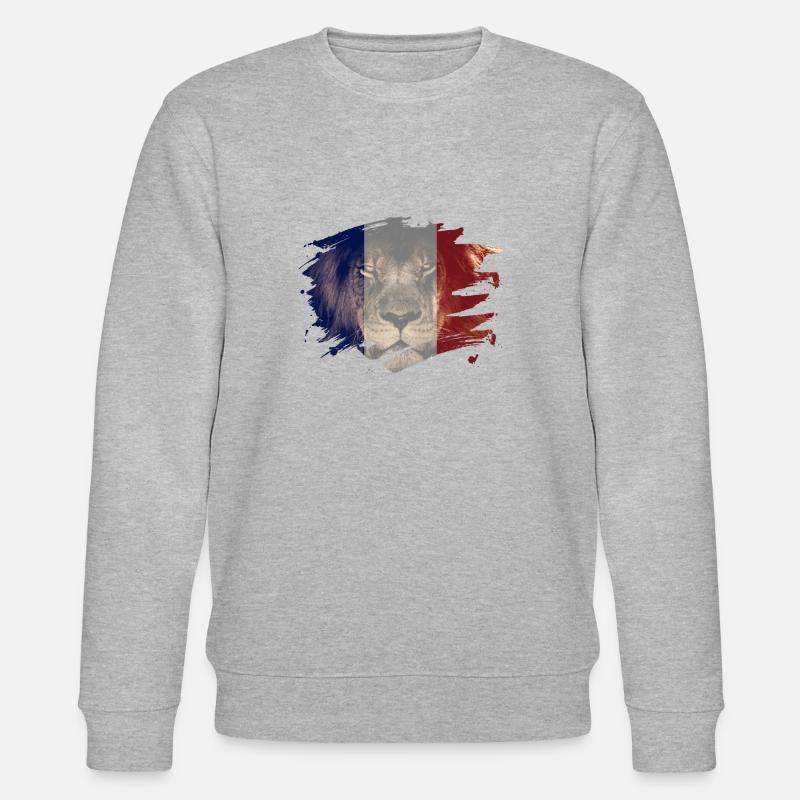 Drapeau france, lion africain, image - Sweat bio CHANGER Stanley/Stella Unisexe - gris chiné