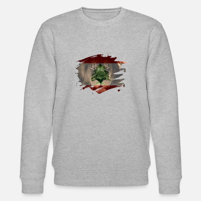 Libanon Lion Flag Paint Splatter - Stanley/Stella Unisex Bio-Sweatshirt CHANGER  - Grau meliert