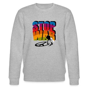 Stop War - Stanley/Stella Unisex Bio-Sweatshirt CHANGER  - Grau meliert - Vorne - Nik (191cm) & Marisol (170cm)