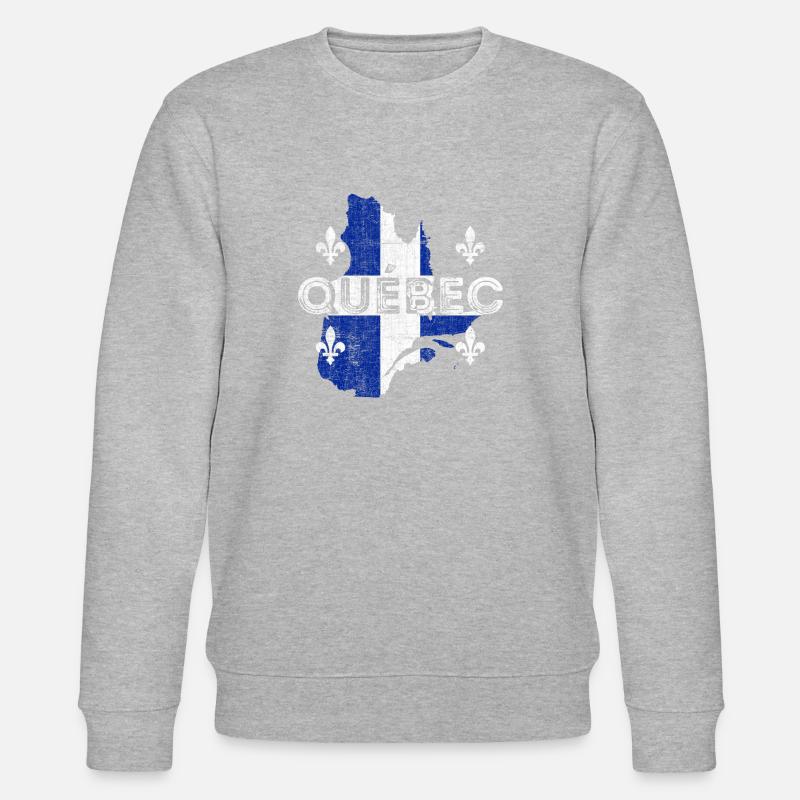 Quebec Map Shape and Flag - Stanley/Stella CHANGER Unisex Organic Sweatshirt - heather grey