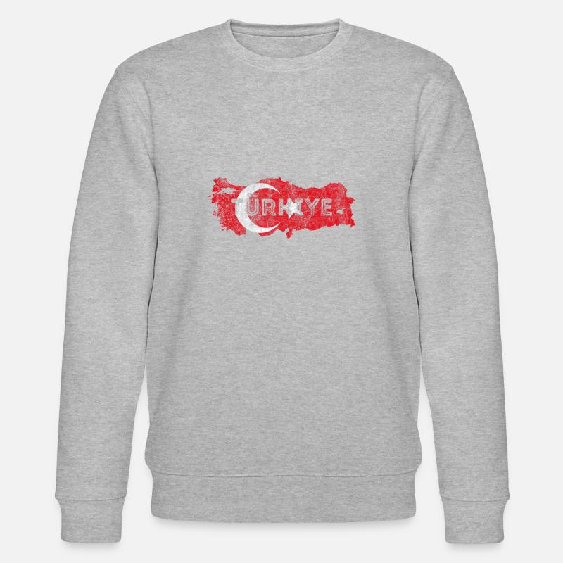 Turkey Map Shape and Flag - Stanley/Stella CHANGER Unisex Organic Sweatshirt - heather grey