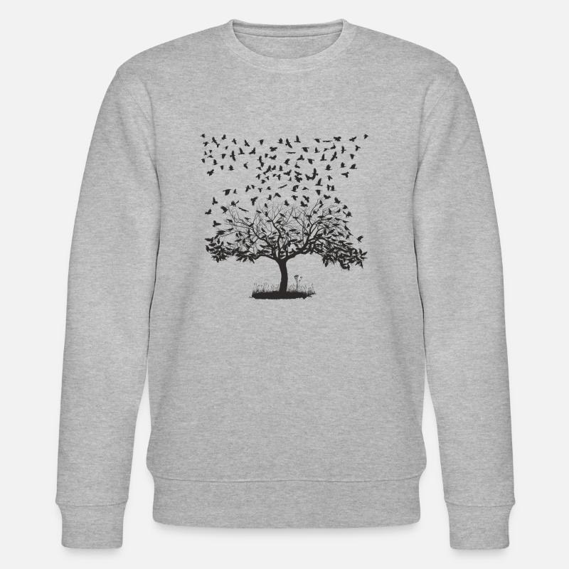 Crows in a tree - Stanley/Stella Unisex Bio-Sweatshirt CHANGER - Grau meliert