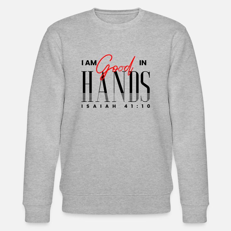 Ich bin in guten/Gottes Händen - Stanley/Stella Unisex Bio-Sweatshirt CHANGER - Grau meliert