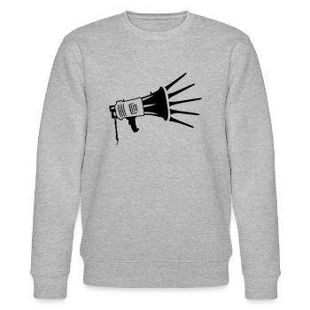 Speaker Propaganda Megaphone Symbol - Stanley/Stella CHANGER Unisex Organic Sweatshirt - heather grey - Front - Nik (191cm) & Marisol (170cm)