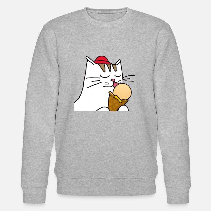 Katze mit Eis - Stanley/Stella Unisex Bio-Sweatshirt CHANGER  - Grau meliert