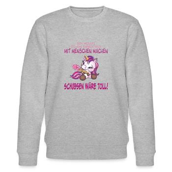 Ich wollte schon immer was mit Menschen machen - Stanley/Stella Unisex Bio-Sweatshirt CHANGER  - Grau meliert - Vorne - Nik (191cm) & Marisol (170cm)