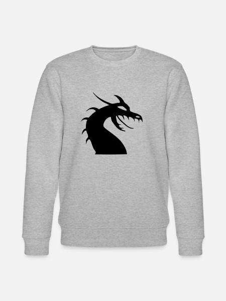 Dragon Head Silhouette - Stanley/Stella CHANGER Unisex Organic Sweatshirt - heather grey
