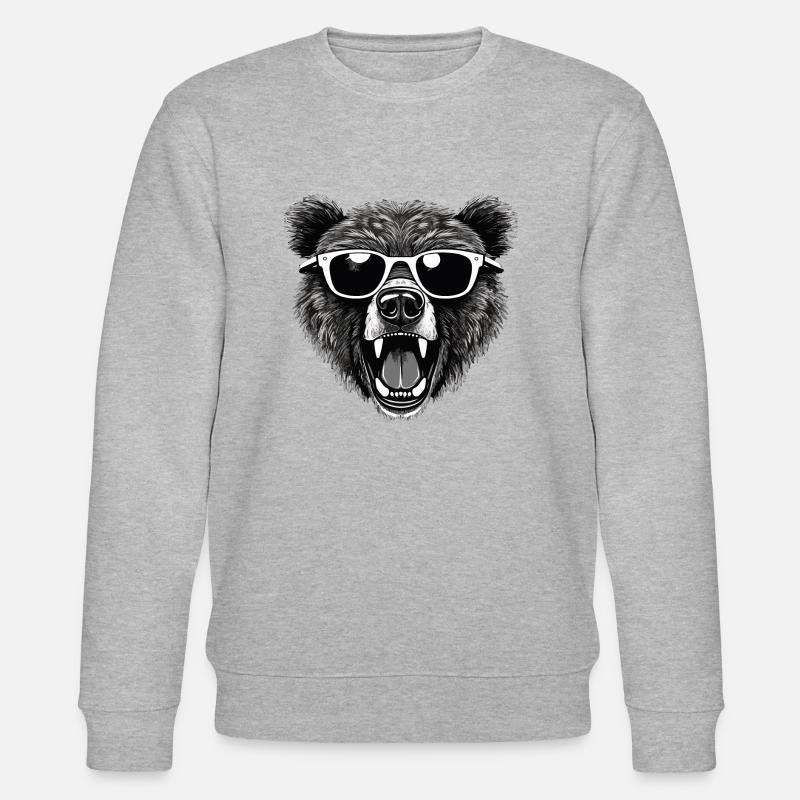 Bär Kopf - Stanley/Stella Unisex Bio-Sweatshirt CHANGER  - Grau meliert