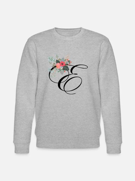 Letter e fleuris - Stanley/Stella CHANGER Unisex Organic Sweatshirt - heather grey