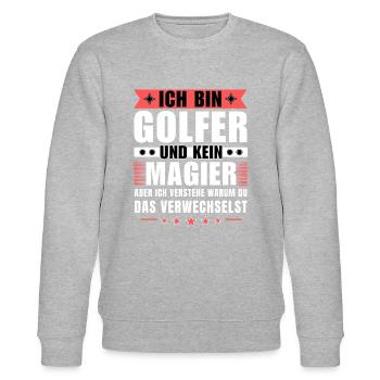 Ich bin Golfer und kein Magier - Stanley/Stella Unisex Bio-Sweatshirt CHANGER  - Grau meliert - Vorne - Nik (191cm) & Marisol (170cm)
