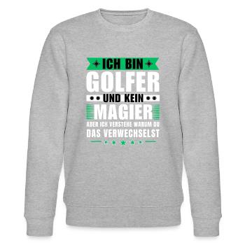 Ich bin Golfer und kein Magier - Stanley/Stella Unisex Bio-Sweatshirt CHANGER  - Grau meliert - Vorne - Nik (191cm) & Marisol (170cm)