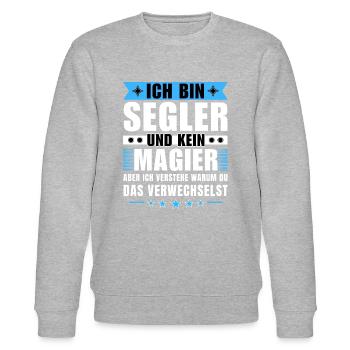 Ich bin Segler und kein Magier - Stanley/Stella Unisex Bio-Sweatshirt CHANGER  - Grau meliert - Vorne - Nik (191cm) & Marisol (170cm)