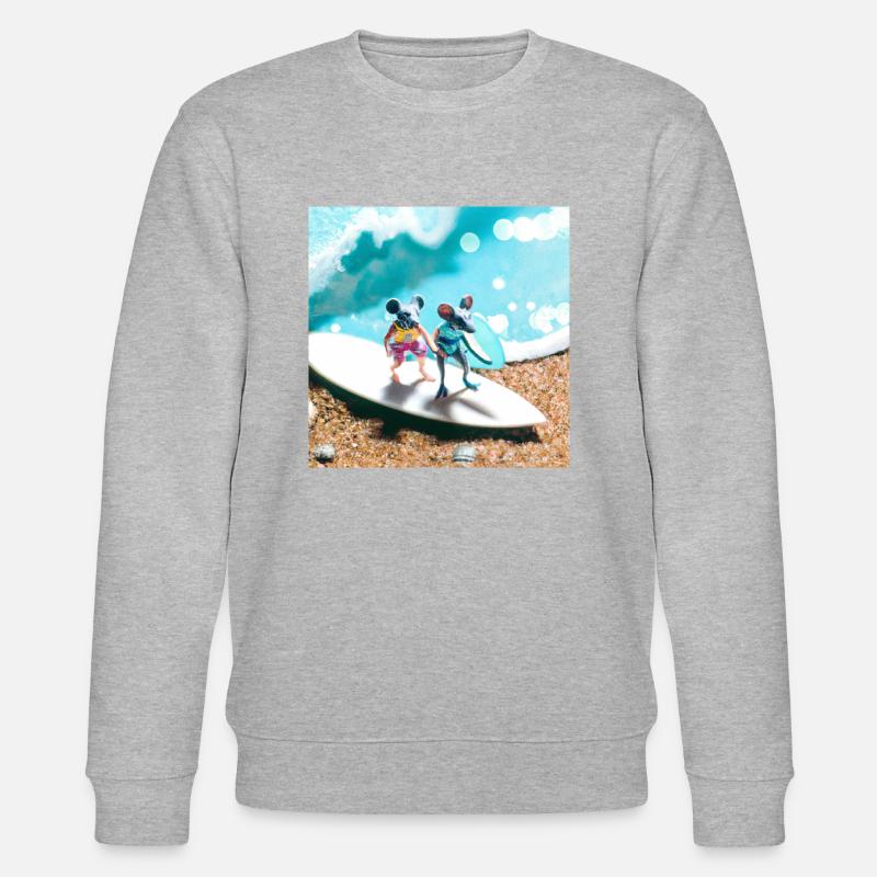 Zwei Mäuse auf dem Surfboard - Stanley/Stella Unisex Bio-Sweatshirt CHANGER  - Grau meliert