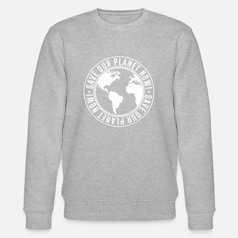 save our planet now - Stanley/Stella CHANGER Unisex Organic Sweatshirt - heather grey