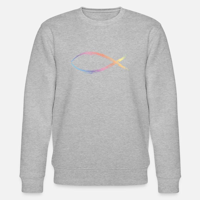 jesus fisch bunt - Stanley/Stella Unisex Bio-Sweatshirt CHANGER  - Grau meliert