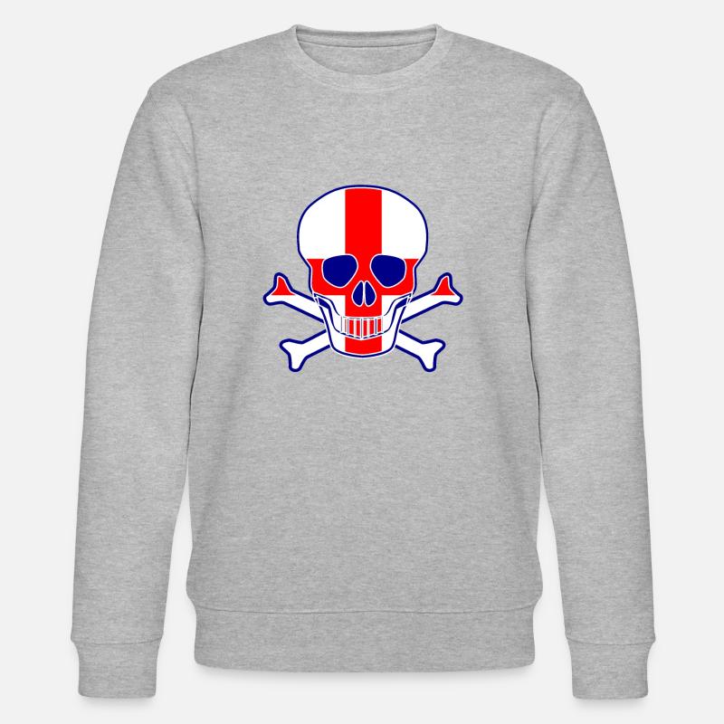 England Flaggenschädel - Stanley/Stella Unisex Bio-Sweatshirt CHANGER  - Grau meliert